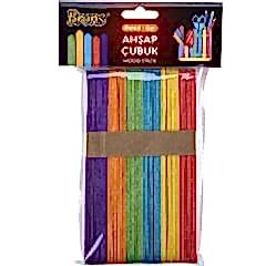 Ahşap Dondurma Çubuğu RENKLİ 50`li Paket (114x9 mm)