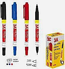 3A ASETAT KALEM ÇİFT UÇLU SİYAH